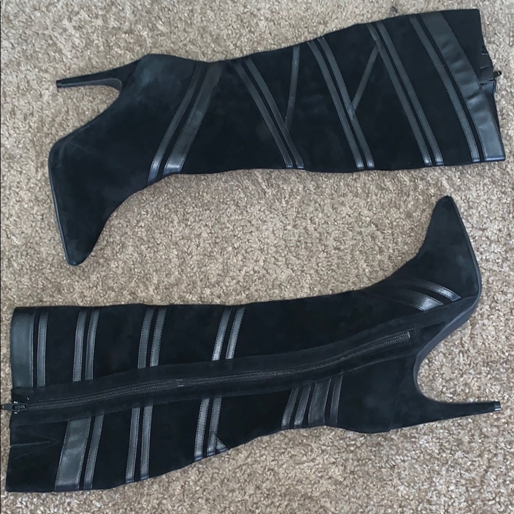 🔥🔥Brand New Leather/Suede Black Boots-Size 8